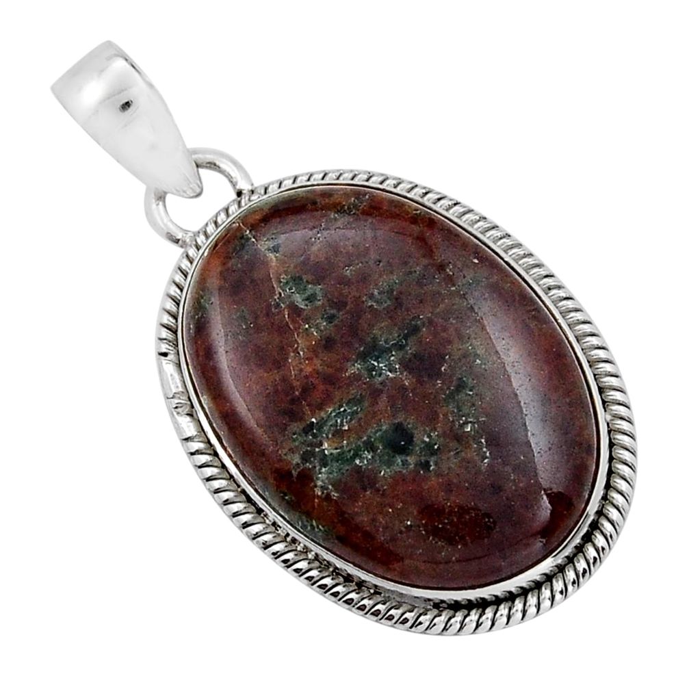 925 sterling silver 23.46cts natural green grass garnet pendant jewelry y20851