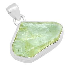 925 sterling silver 15.16cts natural green hiddenite rough fancy pendant u62024