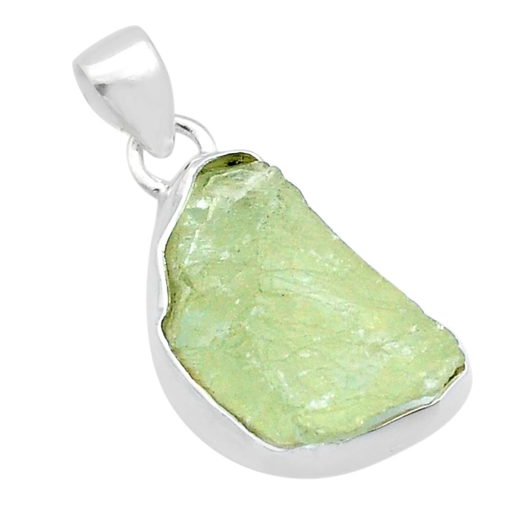 925 sterling silver 12.70cts natural green hiddenite rough fancy pendant u62036