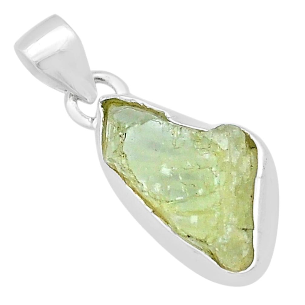 925 sterling silver 8.87cts natural green hiddenite rough pendant jewelry u62028