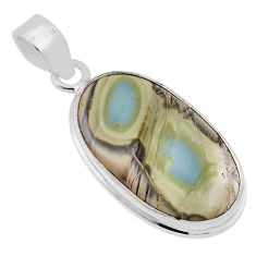 925 sterling silver 13.97cts natural green imperial jasper oval pendant n30402