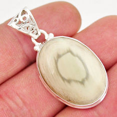 925 sterling silver 17.93cts natural green imperial jasper oval pendant y19034