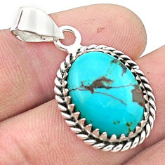 925 sterling silver 11.47cts natural green kingman turquoise oval pendant u40697