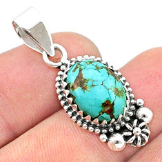 925 sterling silver 5.64cts natural green kingman turquoise oval pendant u40707