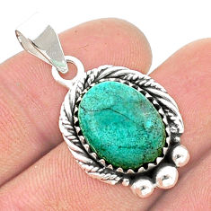925 sterling silver 10.55cts natural green kingman turquoise oval pendant u40758