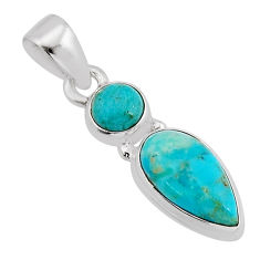 925 sterling silver 5.23cts natural green kingman turquoise pear pendant y79520