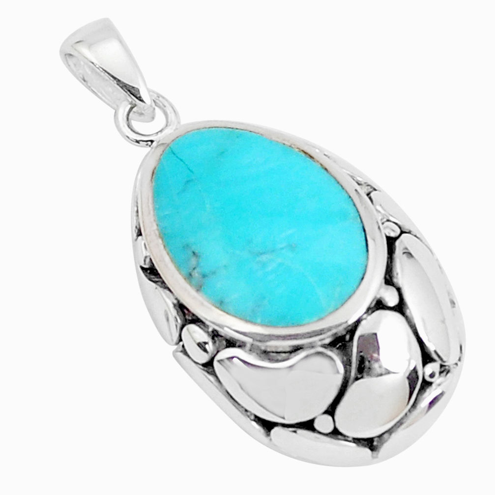 925 sterling silver 1.74cts natural green kingman turquoise pendant c10880