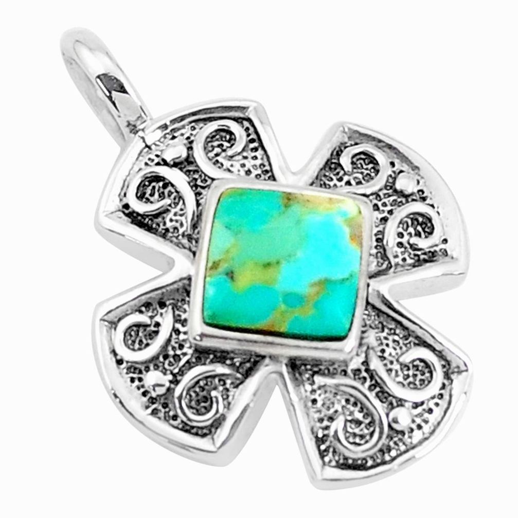 925 sterling silver 2.54cts natural green kingman turquoise pendant c10897