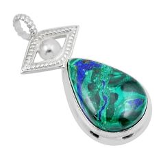 925 sterling silver 6.39cts natural green malachite in azurite pendant y43958