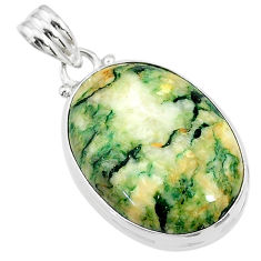 925 sterling silver 21.48cts natural green mariposite oval shape pendant t18483