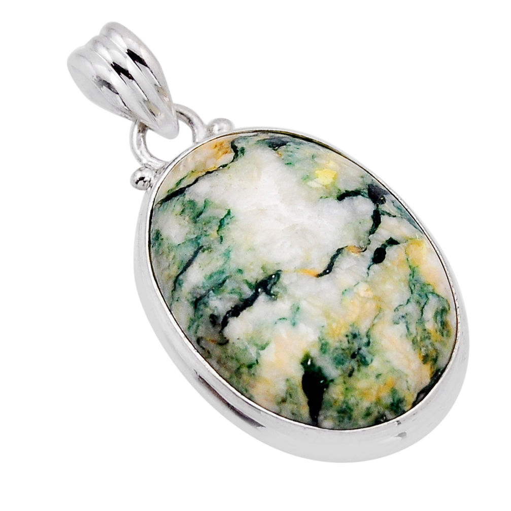 925 sterling silver 22.18cts natural green mariposite pendant jewelry n54426