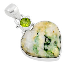 925 sterling silver 15.43cts natural green mariposite peridot pendant y52447