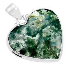 925 sterling silver 21.40cts natural green moss agate heart pendant u78472