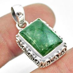 925 sterling silver 6.78cts natural green moss agate octagan pendant t53237