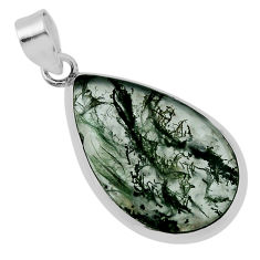 925 sterling silver 13.08cts natural green moss agate pendant jewelry n32080