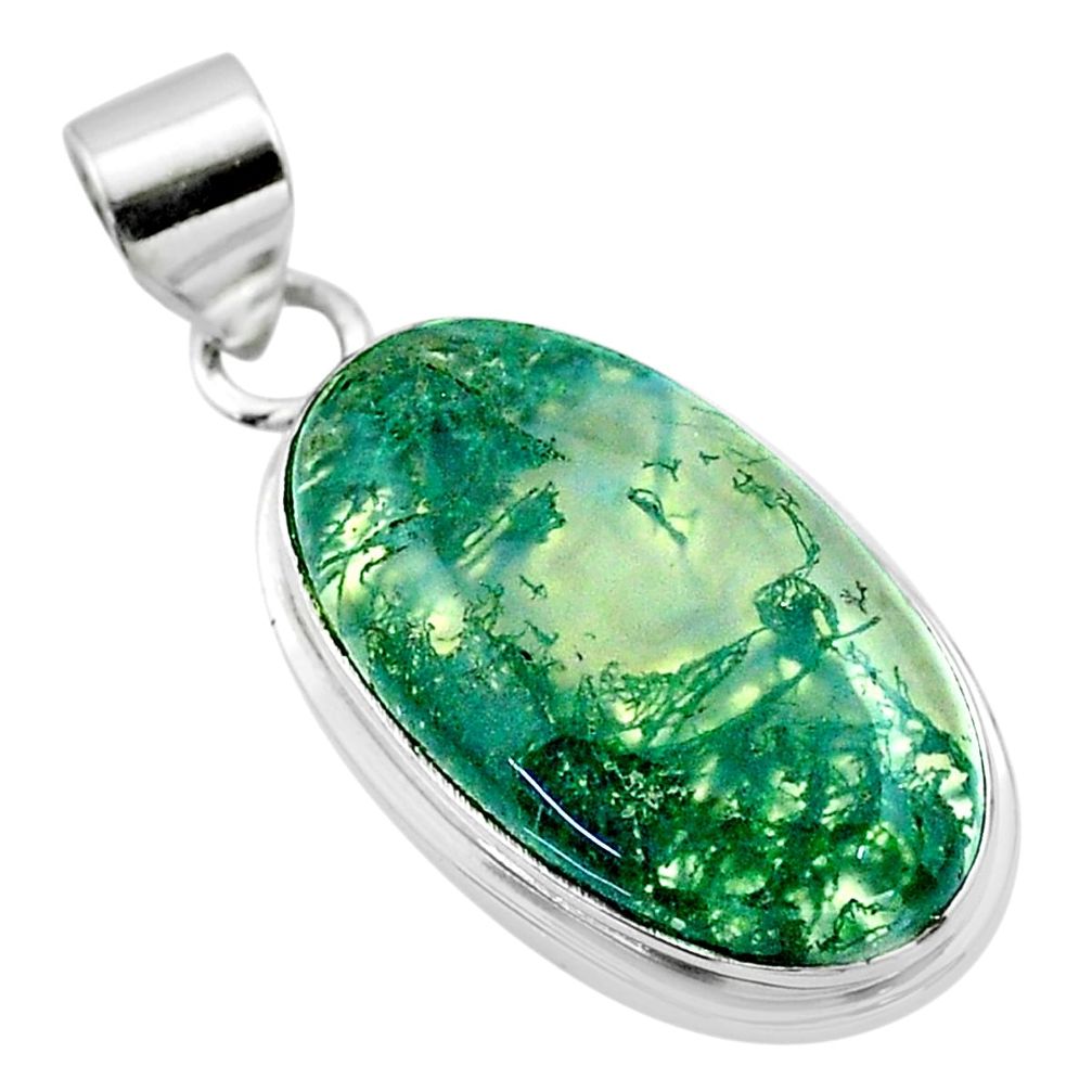 925 sterling silver 16.87cts natural green moss agate pendant jewelry t53585