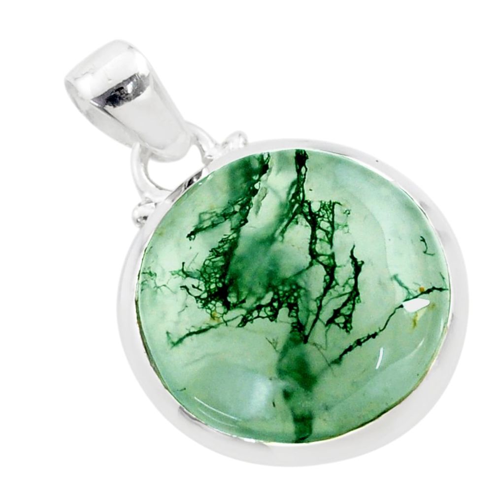 925 sterling silver 16.20cts natural green moss agate pendant jewelry t77730