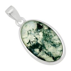 925 sterling silver 12.14cts natural green moss agate pendant jewelry y79468