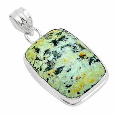 925 sterling silver 17.95cts natural green norwegian turquoise pendant u72640