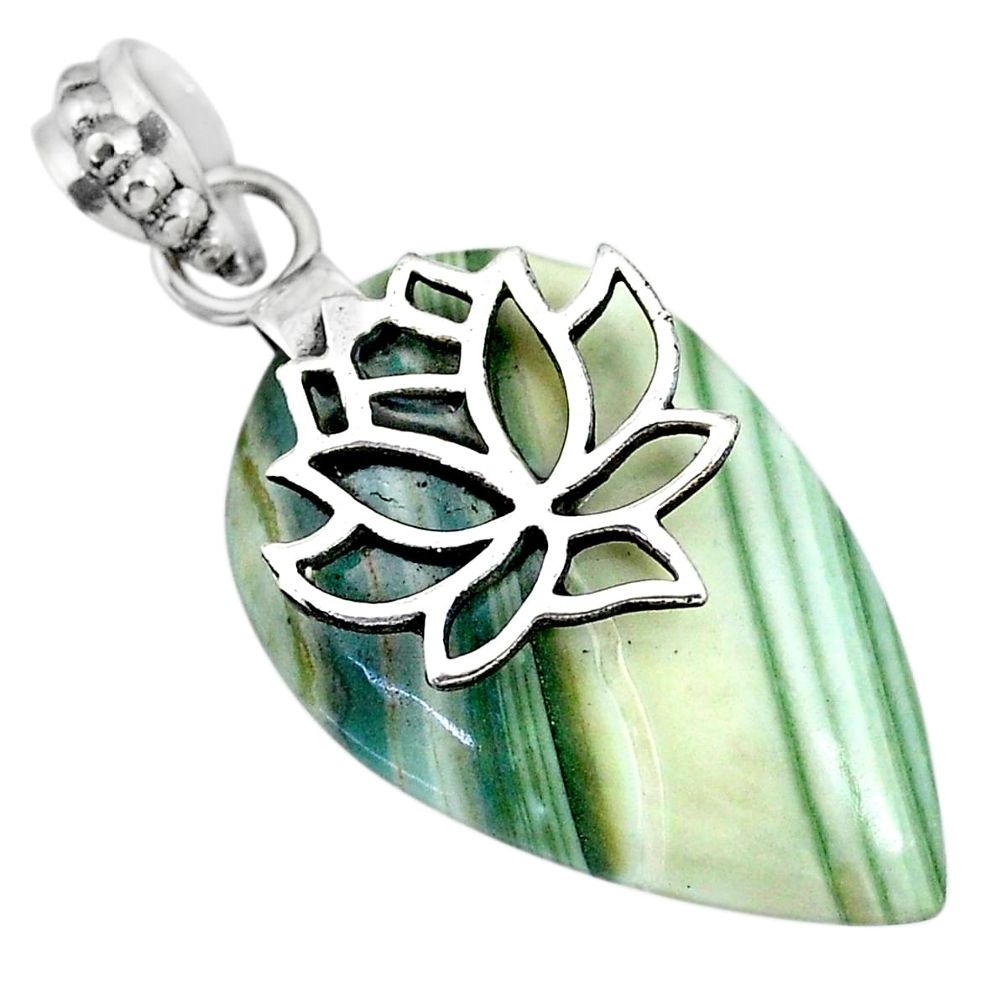 925 sterling silver 18.97cts natural green opal flower pendant jewelry r91416