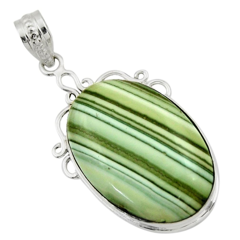 925 sterling silver 22.44cts natural green opal oval pendant jewelry r31920
