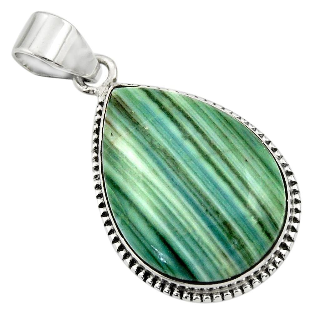 925 sterling silver 20.07cts natural green opal pear pendant jewelry r31893