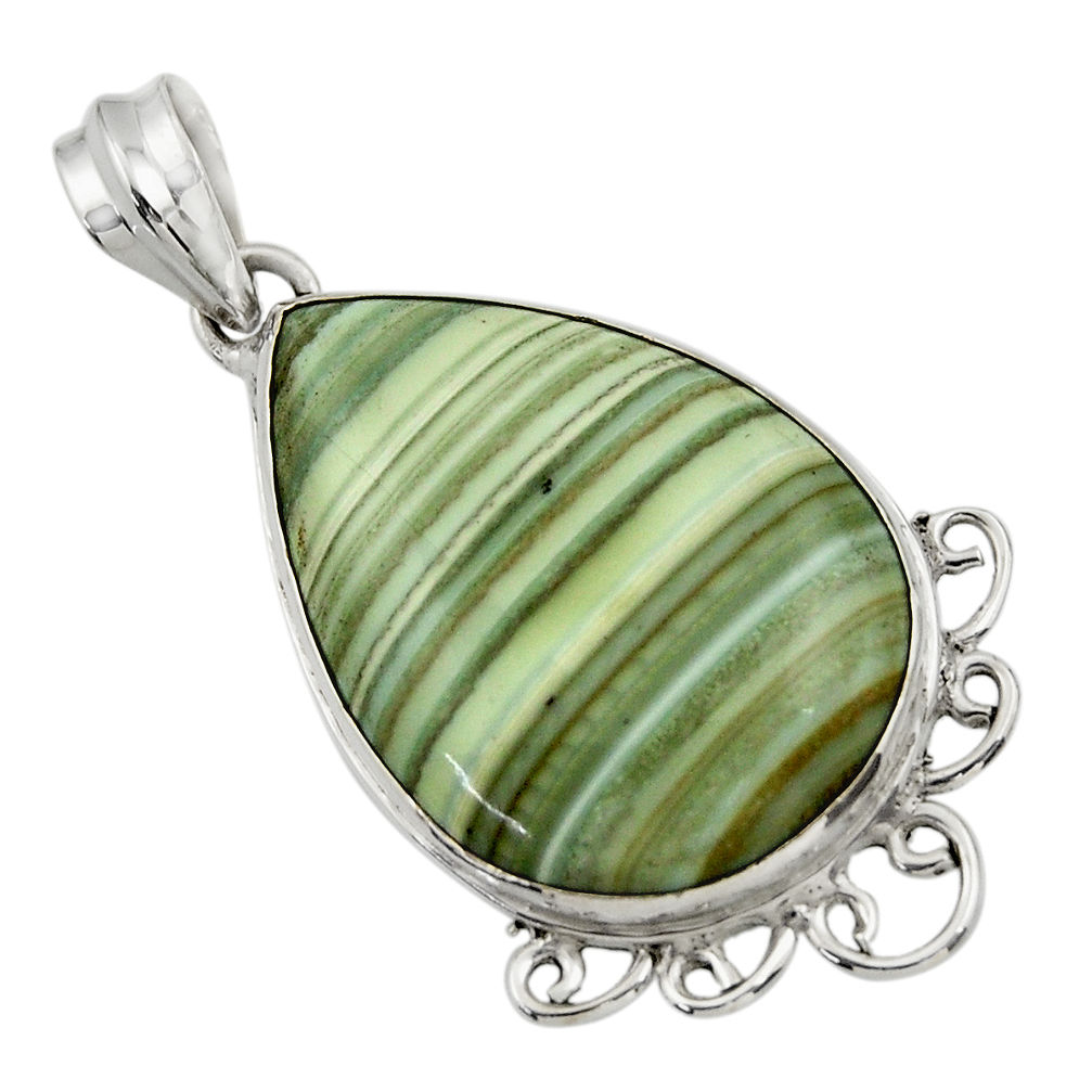 925 sterling silver 24.16cts natural green opal pear pendant jewelry r31895