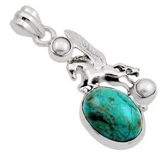 925 sterling silver 10.69cts natural green opaline pearl unicorn pendant n13589
