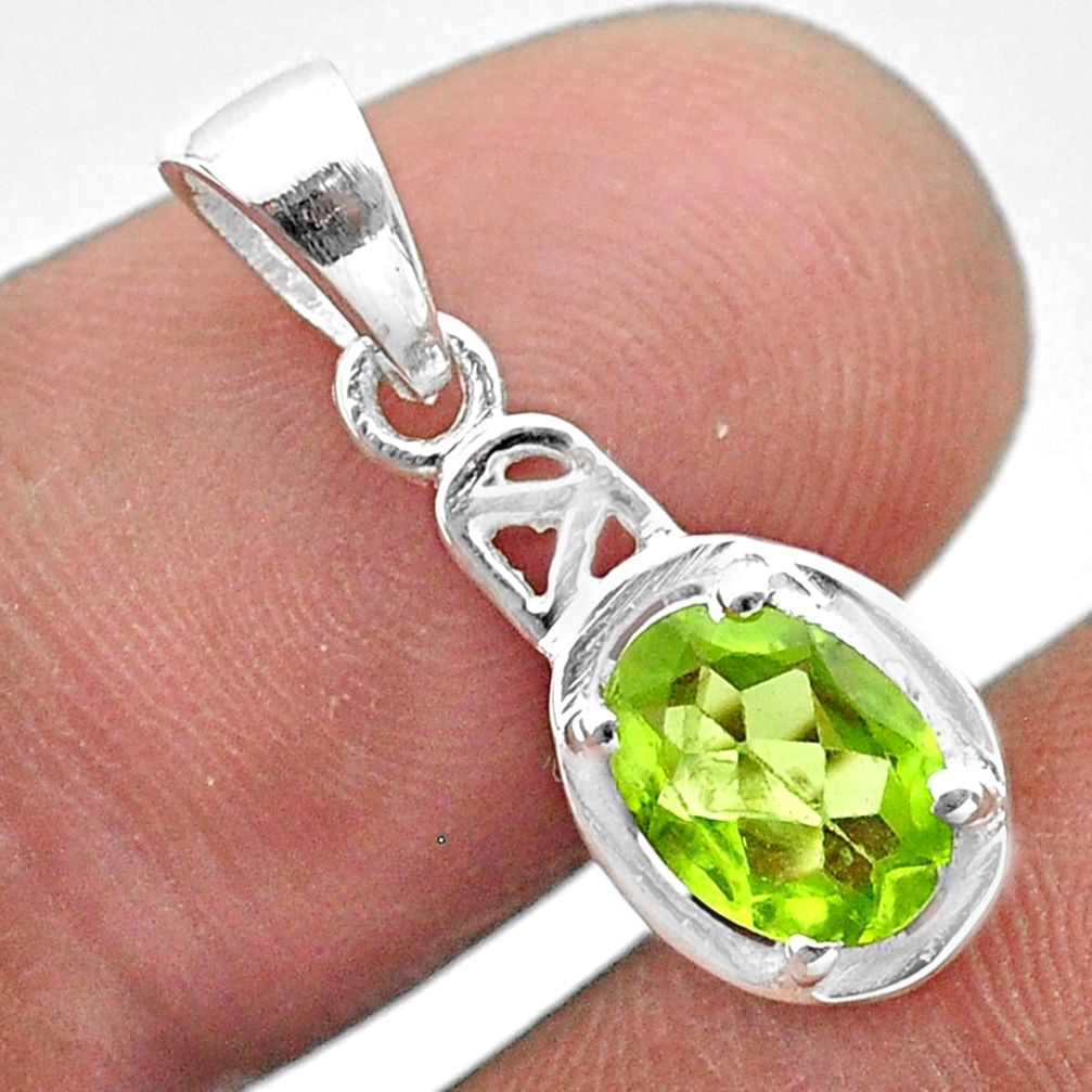 925 sterling silver 2.08cts natural green peridot oval pendant jewelry t51399