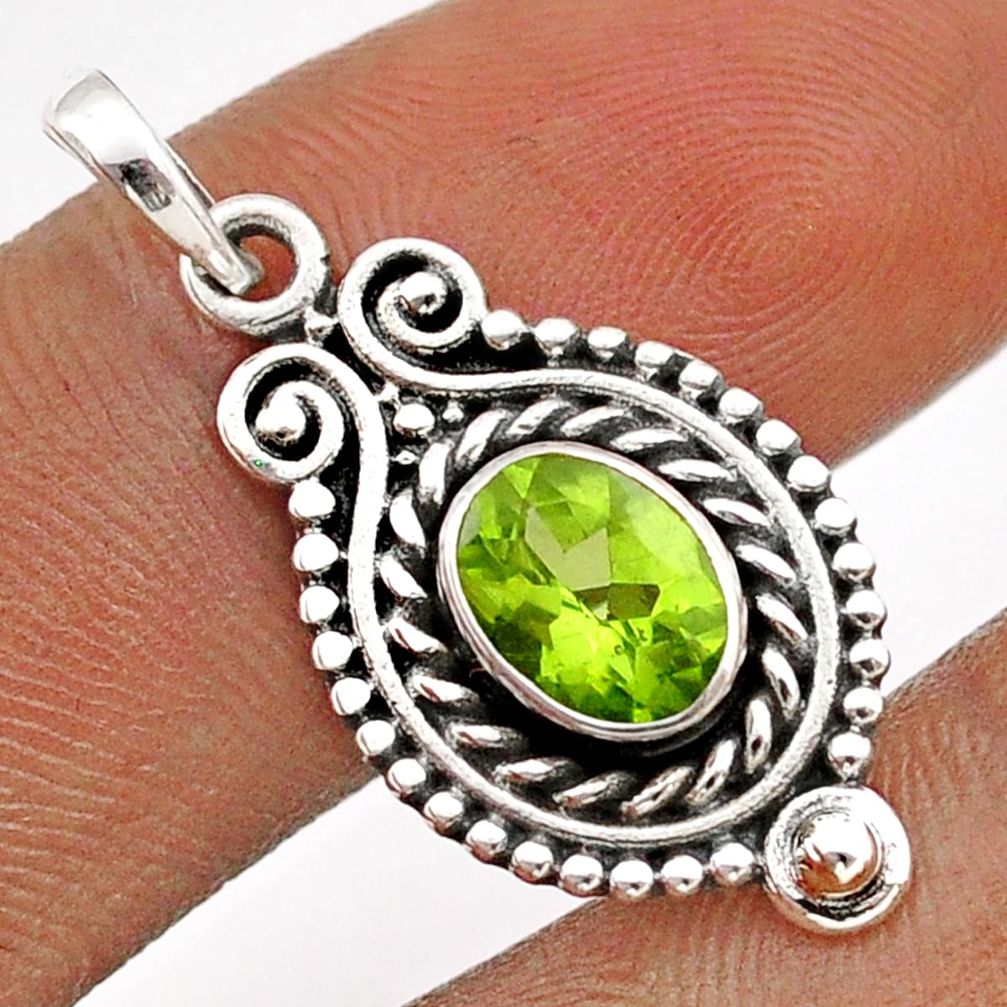 925 sterling silver 1.99cts natural green peridot oval pendant jewelry t86272