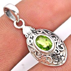 925 sterling silver 1.29cts natural green peridot oval pendant jewelry t86924