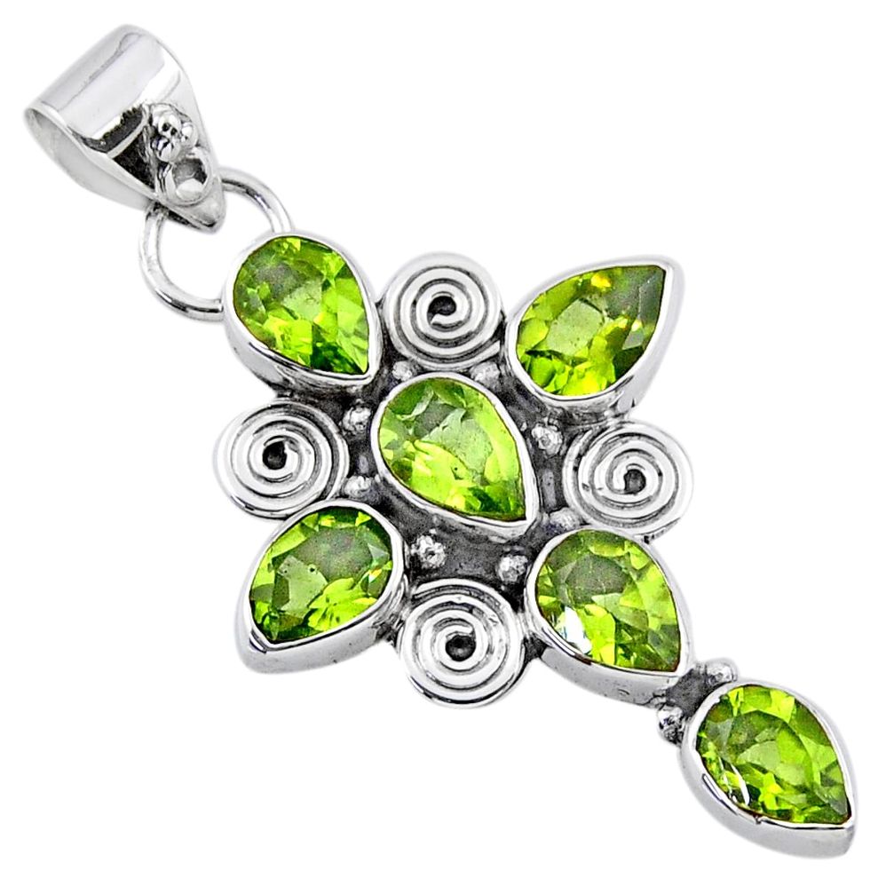 925 sterling silver 9.05cts natural green peridot pear holy cross pendant r55790