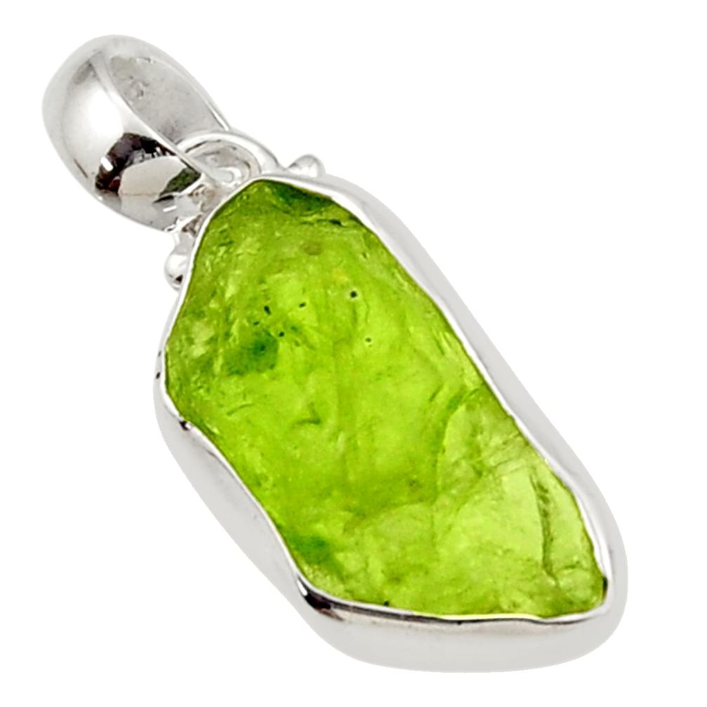 925 sterling silver 9.22cts natural green peridot rough fancy pendant r29910