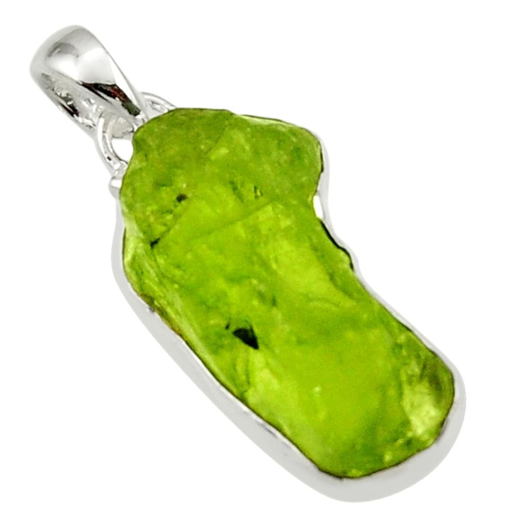 925 sterling silver 14.72cts natural green peridot rough pendant jewelry r29913