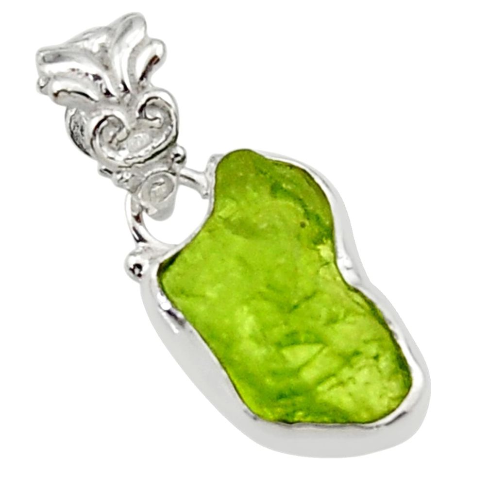 925 sterling silver 6.26cts natural green peridot rough pendant jewelry r29930
