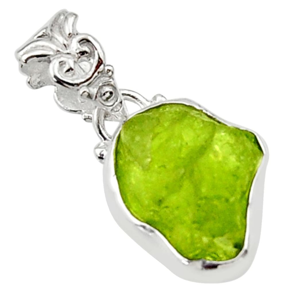 925 sterling silver 6.85cts natural green peridot rough pendant jewelry r29938