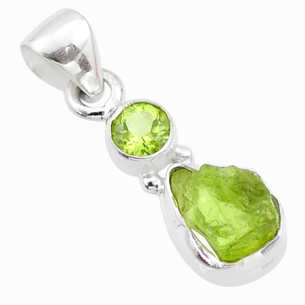 925 sterling silver 4.71cts natural green peridot rough peridot pendant t72283