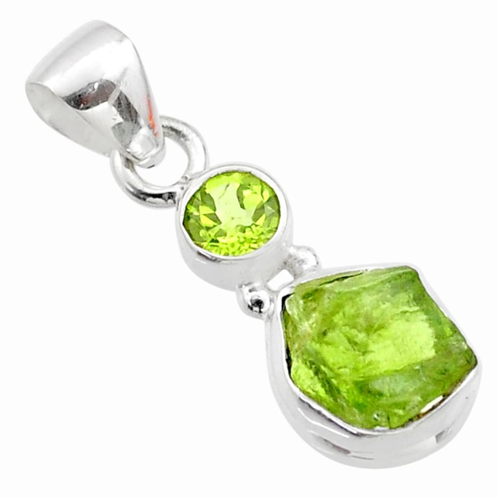 925 sterling silver 4.81cts natural green peridot rough peridot pendant t72287