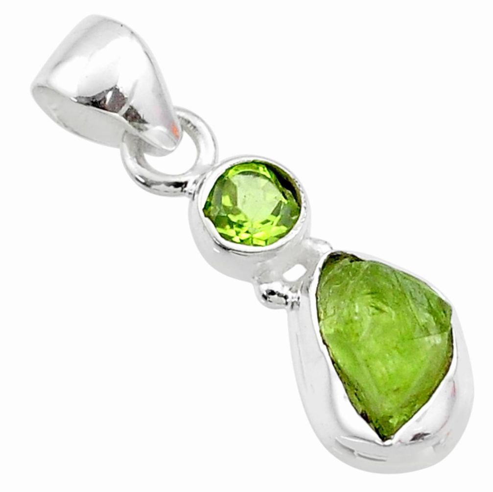 925 sterling silver 4.47cts natural green peridot rough peridot pendant t72307