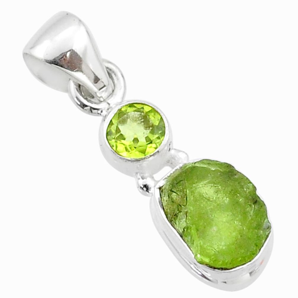 925 sterling silver 4.13cts natural green peridot rough peridot pendant t72316