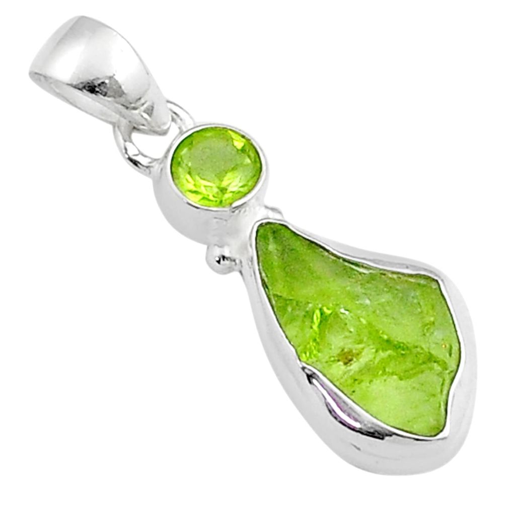 925 sterling silver 5.79cts natural green peridot rough peridot pendant u30599