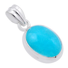 925 sterling silver 8.73cts natural green peruvian amazonite oval pendant n45242