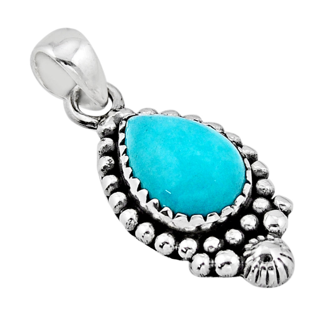 925 sterling silver 4.22cts natural green peruvian amazonite pear pendant y59983
