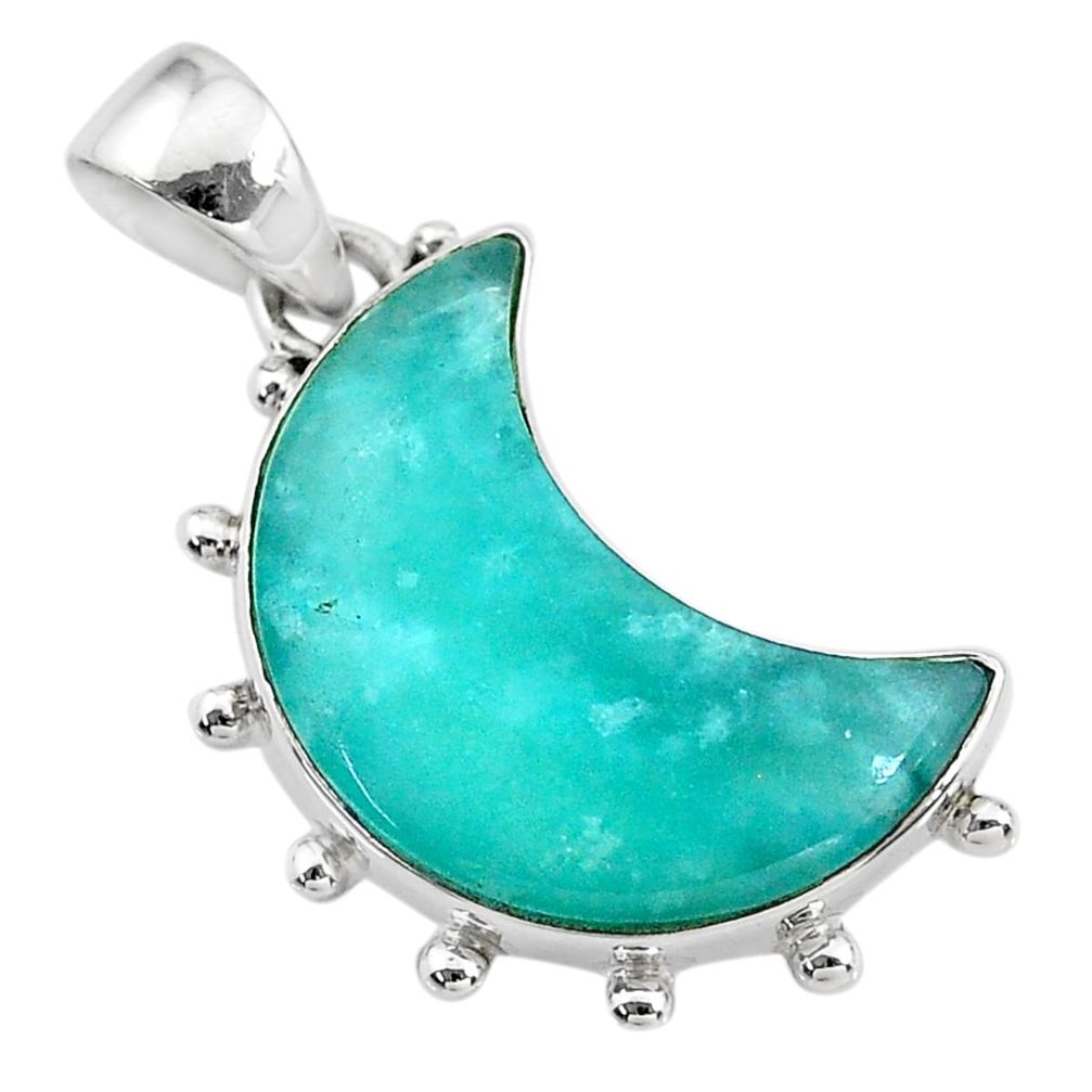 925 sterling silver 11.20cts natural moon peruvian amazonite pendant t21866