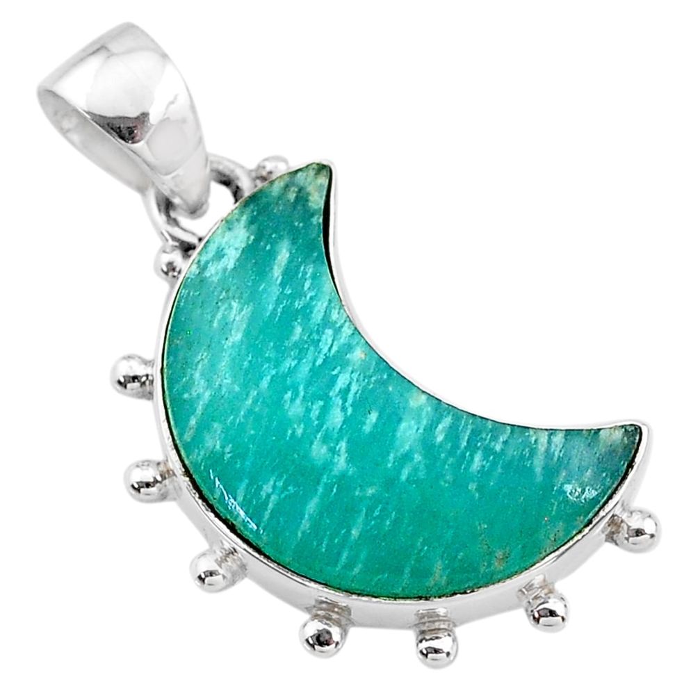 925 sterling silver 10.58cts natural moon peruvian amazonite pendant t21877
