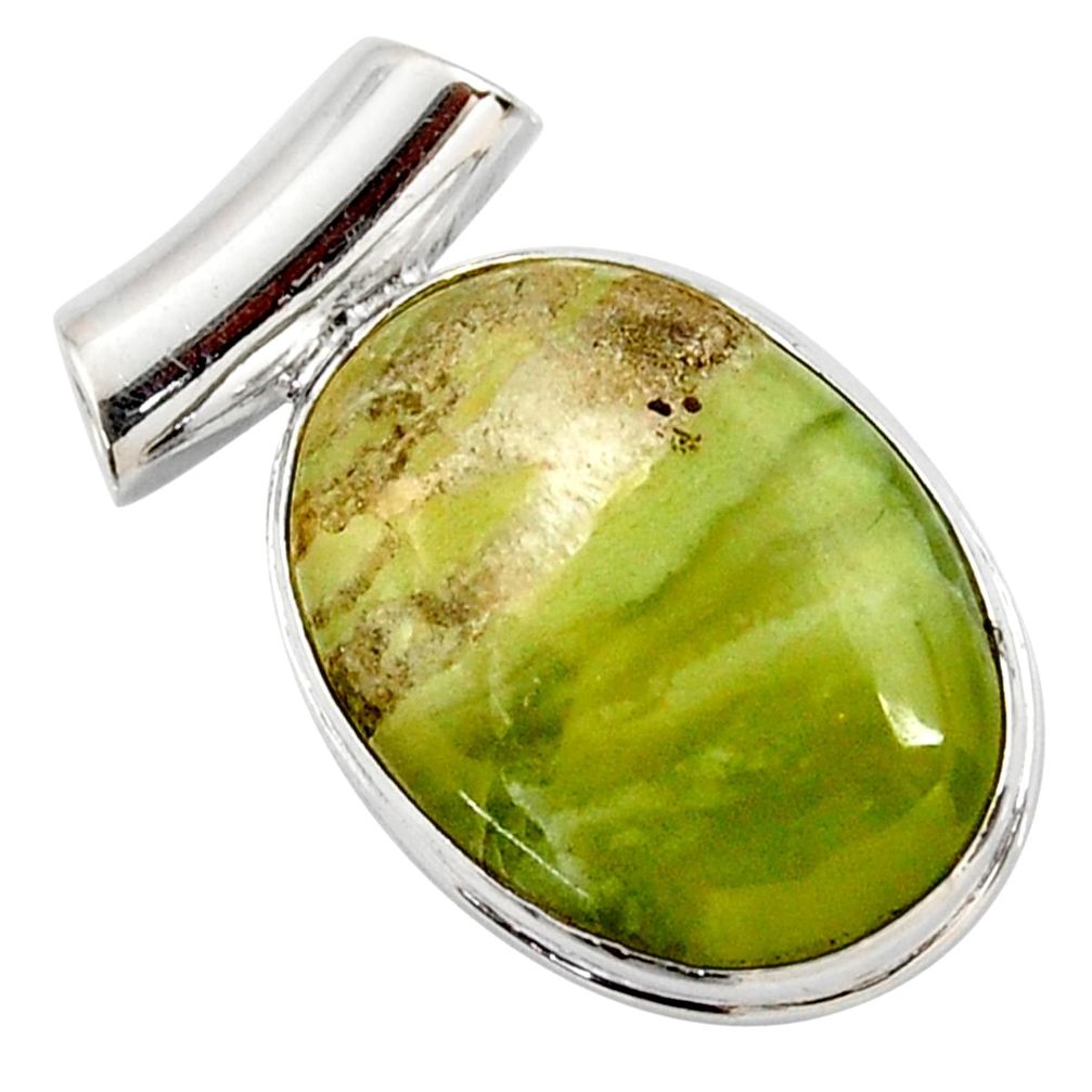 925 sterling silver 15.65cts natural green pietersite (african) pendant r27631