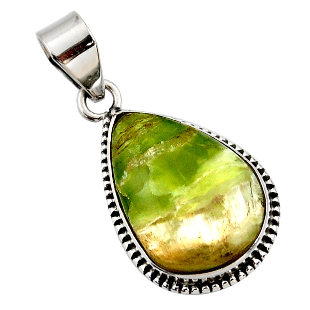 925 sterling silver 15.08cts natural green pietersite (african) pendant r27638