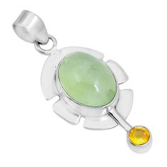 925 sterling silver 7.67cts natural green prehnite citrine pendant jewelry y5643