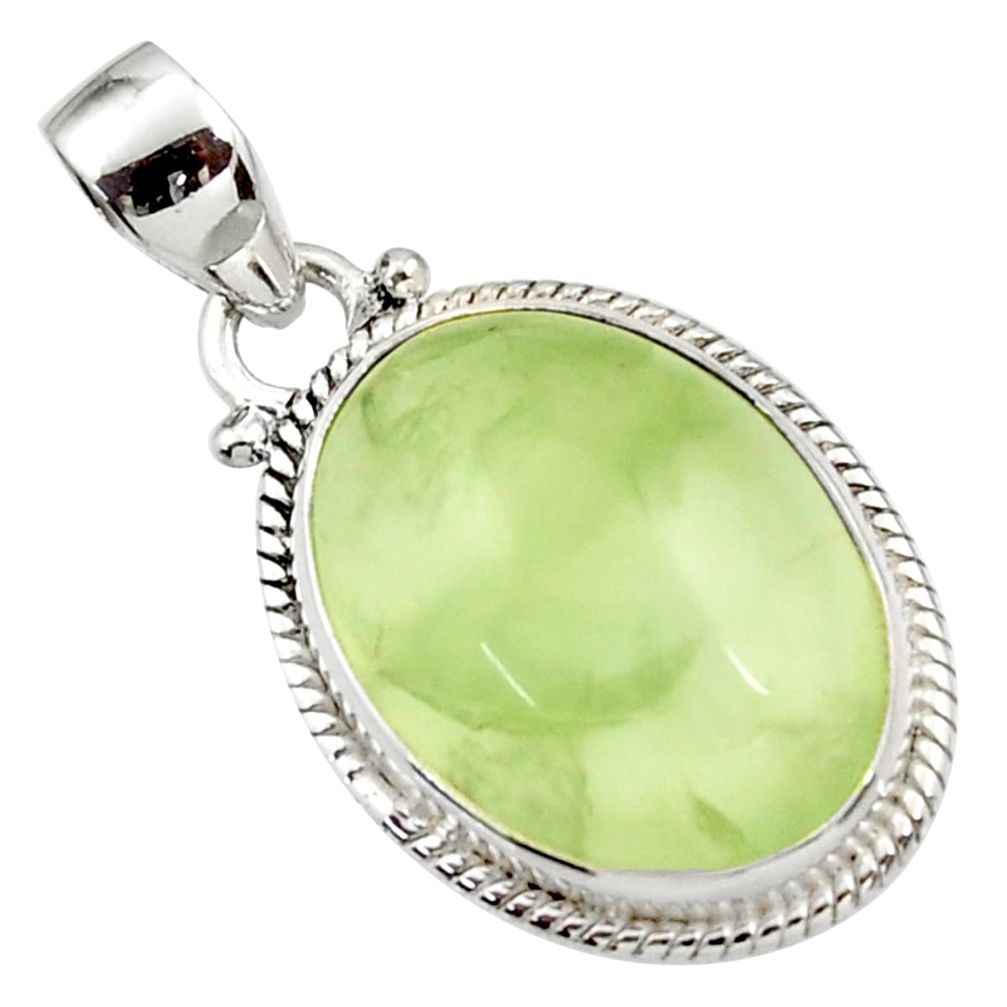 ver 18.94cts natural green prehnite oval pendant jewelry d44784