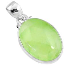 925 sterling silver 17.62cts natural green prehnite oval pendant jewelry r70392